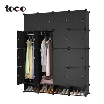 China Non-woven Cloth (Waist) Toco Closet Shelf Waterproof Adjustable Free Standing Organizer Plastic Non-Woven Fabric Wardrobe With Hanging Rack for sale