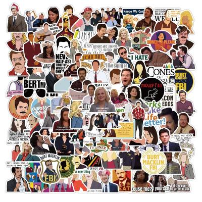 China 100Pcs Cartoon Sticker Parks And Recreation TV Series Graffiti Decor Sticker For Fridge Table Bottle Paper Decal Vinyl Diy Home Stickers for sale