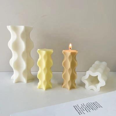 China New ins2022 wave column smokeless creative geometric wax scented candles can be customized color home decoration ornaments for sale