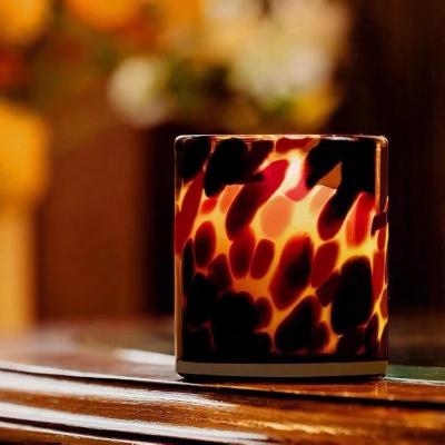 China Creative Cylindrical Amber Cylindrical Amber Candle Holder Home Decoration Ornament Wedding Birthday Gift for sale