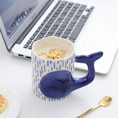 China Viable New Mug Cartoon New Viable Color Underlay Dolphin Color Underlay Personality Couples Test Fee Ceramic Mug for sale