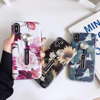 China New Fashion Print Shockproof Flower Car Magnetic Stand Cell Phone Case Cover For iphone 13 12 11 pro X XR max xsmax for sale