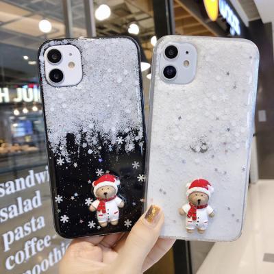 China Luxury Shockproof Snowflakes Back Christmas Phone Case Full Protection Shockproof Cell Phone Case For iPhone 11 12 13 pro for sale