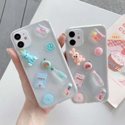 China Fanshion Wholesale Epoxy Cute Animal 3D Rabbit Transparent Soft Tpu Mobile Phone Cases For iphone 11 12 pro 6 7 8 max for sale