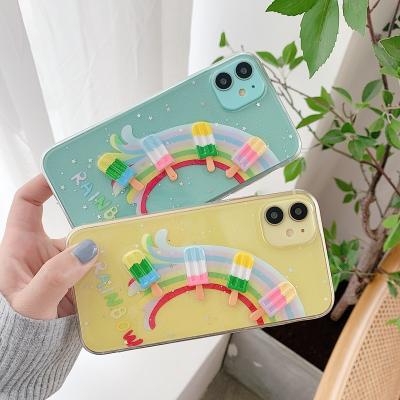 China New cute girly shockproof 3D glitter sparkle bling ice cream rainbow soft shockproof phone case for iphone 13/12/11 pro 7/8 plus max for sale