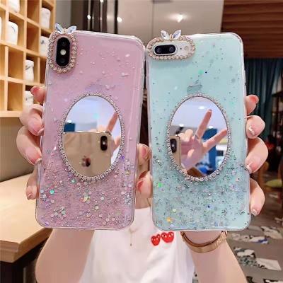 China 2021 Shockproof Luxury Glitter Diamond Mirror Design Cell Phone Case Cover For iphone 13 12 11 pro 6 7 8 max X plus XR XSmax for sale