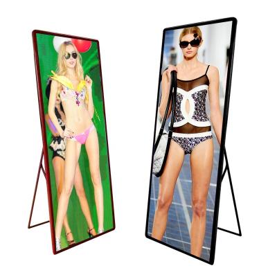 China P2 P2.5 P3 Indoor LED Display Panels Floor Stand Full Color Video LED Poster Screen Indoor Mirror Portable Board for sale