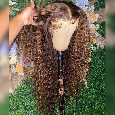 China Other 13X6 Hd Lace Frontal Wig Highlights Glueless Highlight 26Inch Water Wave Hair Wigs for sale