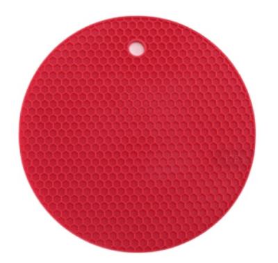 China Sustainable use 8mm thick round honeycomb Silicone Placemat washable insulation pot coaster Nordic style kitchen silicone table placemat for sale