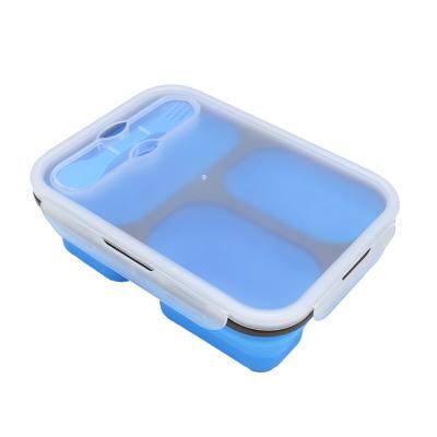 China Foldable Bento For Kids 3 Compartment Food Container Custom Logo Camping Folding Lunch Box for sale