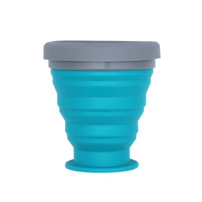 China Foldable Food Grade Silicone Wholesale Mini Outdoors Foldable Sports Drink Coffee Cup Portable Pocket Size Travel Silicone Water Bottle With Lid for sale