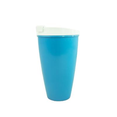 China Sustainable PLA Material 400ml Degradable Creative Double Layer Coffee Cup Mug Plastic Cup with Lid for sale