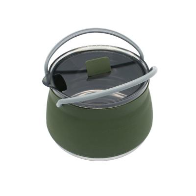 China Foldable Food Grade Silicone New stainless steel silicone outdoor portable camping kitchen utensils camping folding kettle for sale