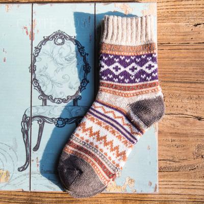 China Viable Custom Design Thick Woolen Patterned Indoor Socks For Korean Women Winter for sale