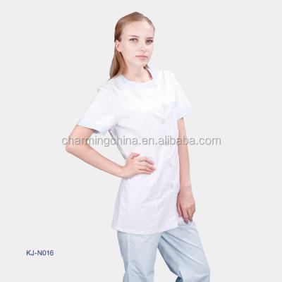 China Fashion Hospital Short Sleeves Nurse Uniform White Color for sale