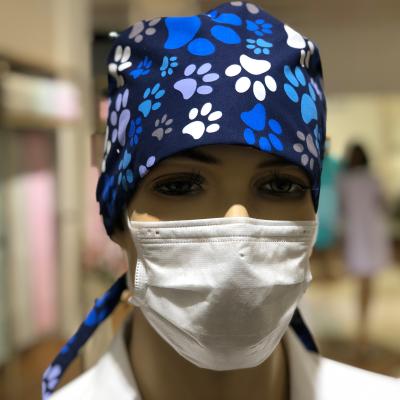 China Hospital Field Doctor Nurse Surgical Clinic Working Hats Print Woven Back Style Fashionable Cotton New Pattern Tie Medical Uniforms for sale