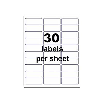 China Waterproof Label 30 Per Sheet 2-5/8 x 1