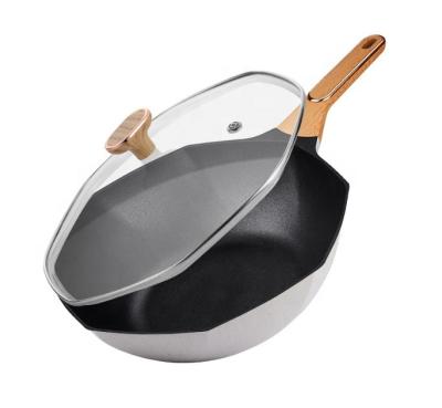 China 2022 Sustainable New Fashion 3 Layers Non Stick Pan 32cm No Dust Fine Cookware Kitchenware Made In Porcelain for sale