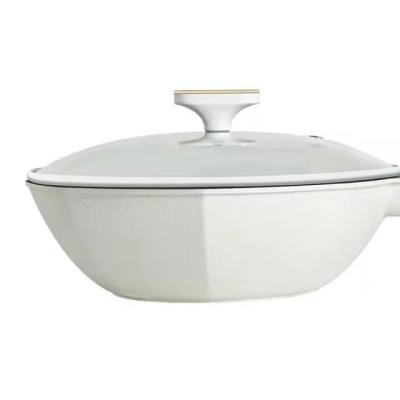 China Viable 13 Inch Induction Wok and Non-Stick Octagonal Die-Cast Saute Pans with Glass Lid 100% PFOA Free for sale