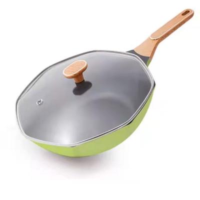 China Durable Popular Octagonal Shape Nonstick Aluminum Alloy Pan For Family Expenses Stir Fry Flat Wok 2022 Made In China for sale