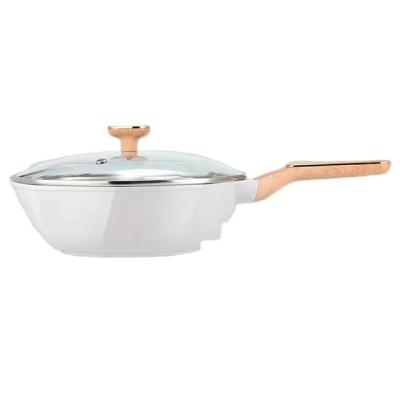 China Sustainable Non-Stick Octagonal Wok Die Cast Induction Woks And Saute Pans With Glass Lid Made In Porcelain for sale