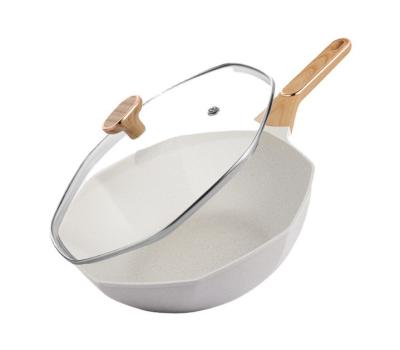 China Viable popular octagonal shape aluminum alloy non-stick pan for family expense stir-fry wok 2022 flat fashion made in china for sale