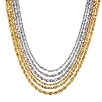 China CLASSIC Hot Selling Solid Gold Chain Yellow Rope Chain Stainless Steel Necklace For Jewelry Making for sale