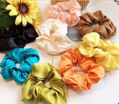 China Colorful Headdress Fabric Satin Hair Scrunchies Elastic Hair Ties Solid Color Hair Scrunchies For Women Girls for sale