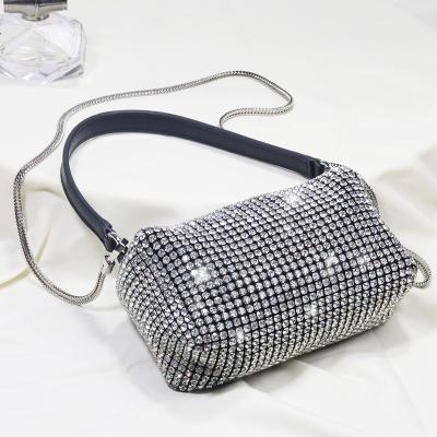 China Fashion Trend Full Diamond Pillow Bag Women's Shoulder Bag Rhinestone Motion Sensing Berry Diamond Armpit Bag for sale