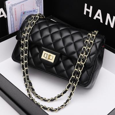 China 2022 New Fashion Rhombus Chain Waterproof Leather Bag Women's Large Capacity Shoulder Bag Messenger Bag for sale