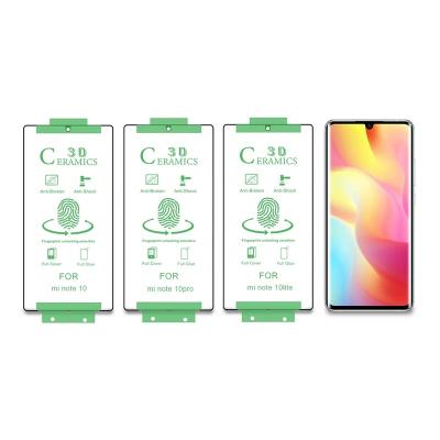 China Anti Fingerprint 3D Bubble Free Clear Ceramic Full Cover Screen Protector For MI Note 10 10lite 10pro for sale