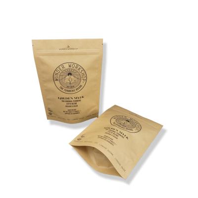 China Biodegradable Custom food packing kraft paper stand up pouch packaging stand up pouch kraft bag with Foil for sale