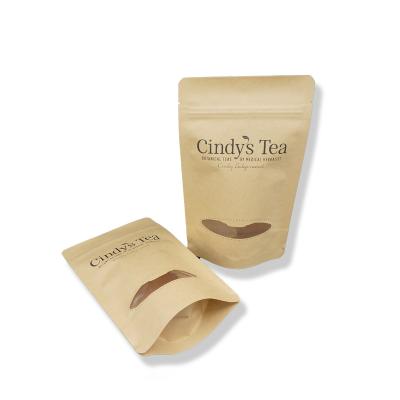 China Biodegradable Food Storage Bag custom window kraft stand up pouches paper bag resealable zip lock kraft stand up pouch for sale