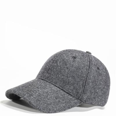 China 6-Panel Wool Baseball Cap Autumn Winter Wool Baseball Cap Mens Womens Mens Thick Middle Aged Felt Baseball Hat for sale