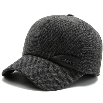 China JOINT Custom Cotton Hat Baseball Cap Golf Business Winter Gray Baseball Cap With Ear Muff for sale