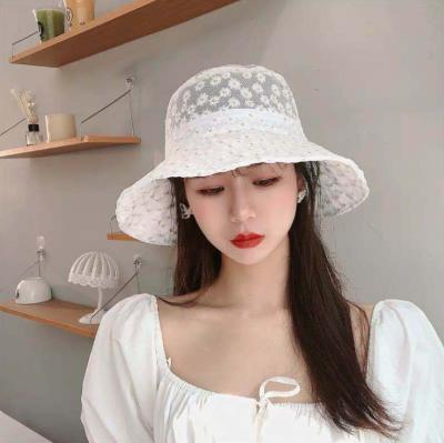 China Image Bucket Hats Women Summer Japanese Style Sun Hat Daisy Embroidered Breathable Lace Bucket Hat for sale