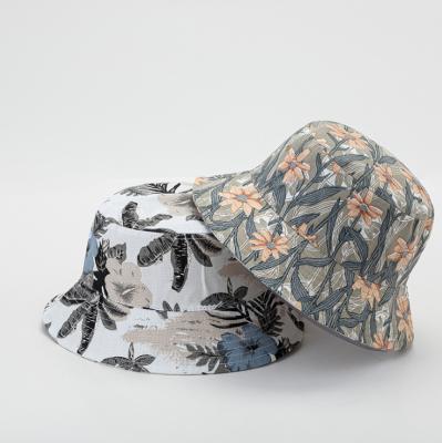 China Character Spring Summer Bucket Hats Cotton Janpan Style Fisherman Hat Unisex Flower Printed Bucket Hat for sale