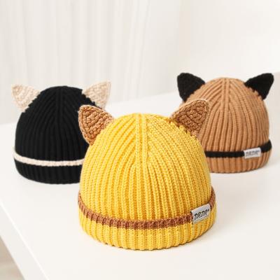 China New Picture Baby Hat Autumn Winter Protecting Wool Hat Cute 6 Month Baby Infant Cat Children Knit Hat for sale