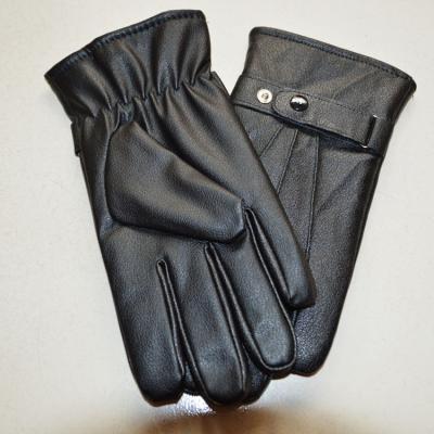 China Plain Adults Custom Size Winter Warm Black Tight Leather Gloves for sale