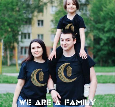 China Breathable Short Sleeve Round Neck Parent-child Cotton T-shirts Family Ramadan Festival Family T-shirts for sale