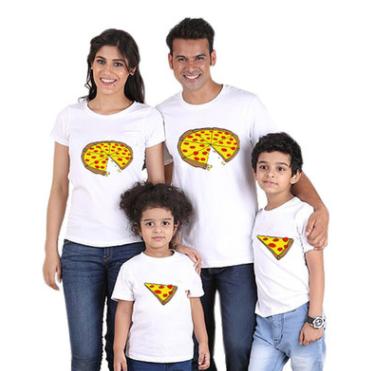 China Breathable Cotton Breathable High Quality Custom Family Pattern Printing Amenities Pizza Pattern Parent-Child Equipment Family Matching Cute T-shirt for sale