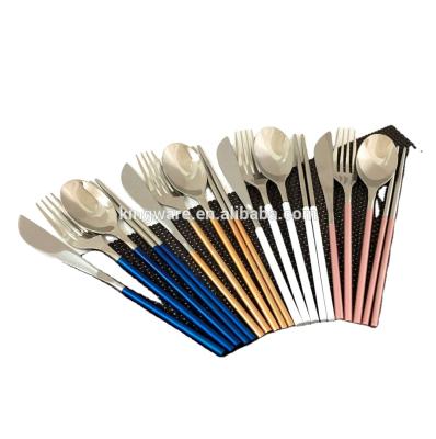 China Viable Wholesale Korean Design Spoon Fork Knife Chopstick Gold Stainless Steel Cutlery Set for sale