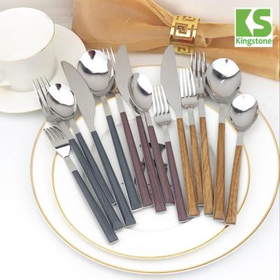 China 2018 New Design Sustainable Plastic Handle Full Tag 16pcs Dinner Set And 24pcs Cutlery Set for sale