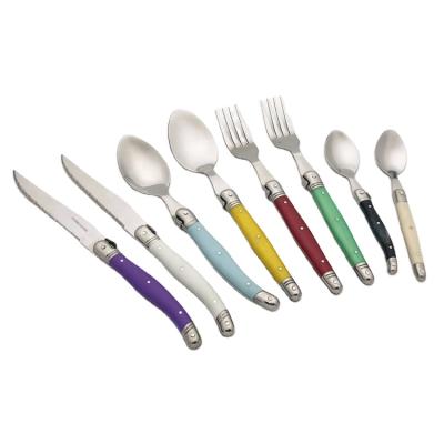 China Sustainable Wholesale Stainless Steel Dinner Set Laguiole Cutlery Set With Wooden Box Cutlery Set for sale