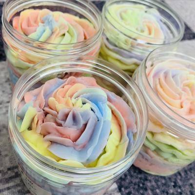 China Custom LOGO Rainbow Whipped Organic Body Moisturizer Moisturizer Cream Moisturize Dry Skin Vegan Handmade Mango Shea Butter Whipped Body for sale