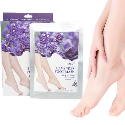 China Peeling Exfoliating Peeling Exfoliating Wholesales Private Label 2 Pack Peeling Footmask Natural Lavender Moisturizing Feet Peel Care Foot Mask for sale