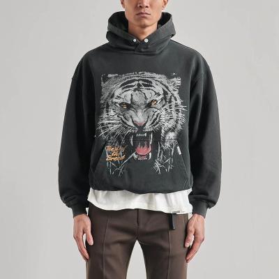 China Anti-wrinkle French Terry Hoodie Custom OEM High Quality Plain 500Gsm 100% Cotton Heavyweight No String Dtg Printing Pullover Men's Hoodies for sale