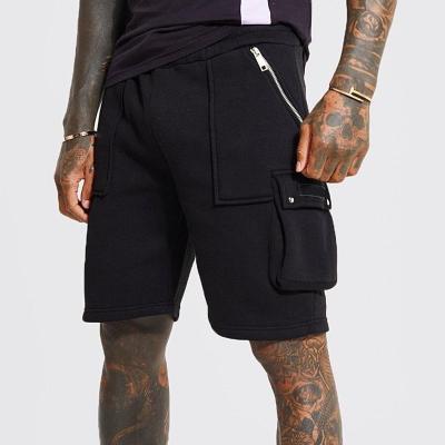 China Anti-wrinkle Wholesale Custom Sweat Shorts For Men Joggers 100% Cotton Black Side Pocket Cargo Shorts for sale