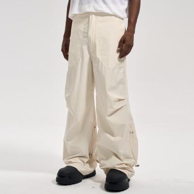 China Anti-wrinkle Custom OEM Lightweight Straight Leg Baggy Trousers Polyester Plain Men Wide Leg Pants for sale