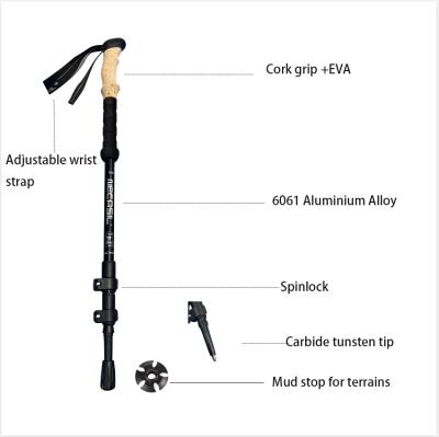 China Cork Outdoor Ultralight Mountain Telescopic Canes Carbon Fiber Folding Ultralight 7075 Aluminum Nordic Hiking Poles for sale